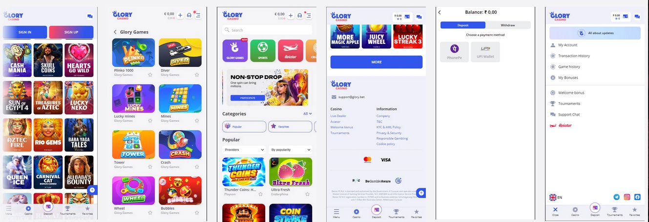 Glory Casino Mobile App Features